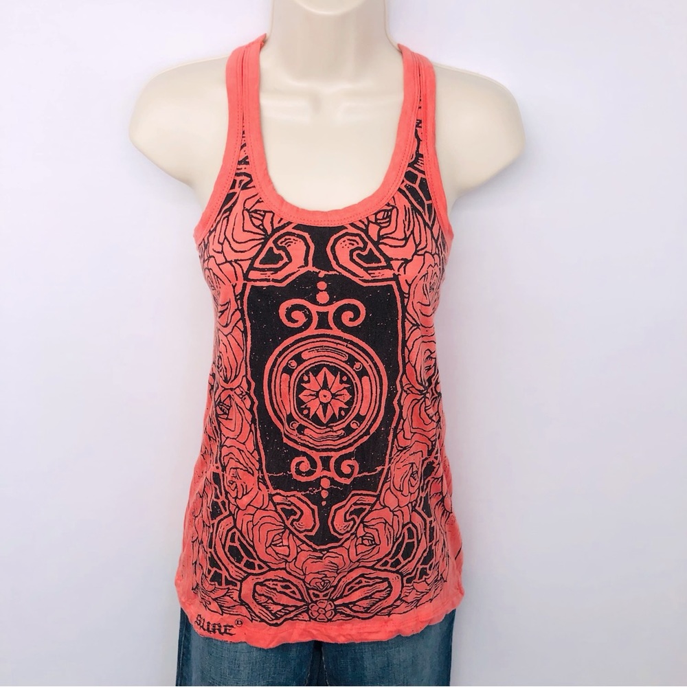 Sure Orange Black Raceback Tank Top